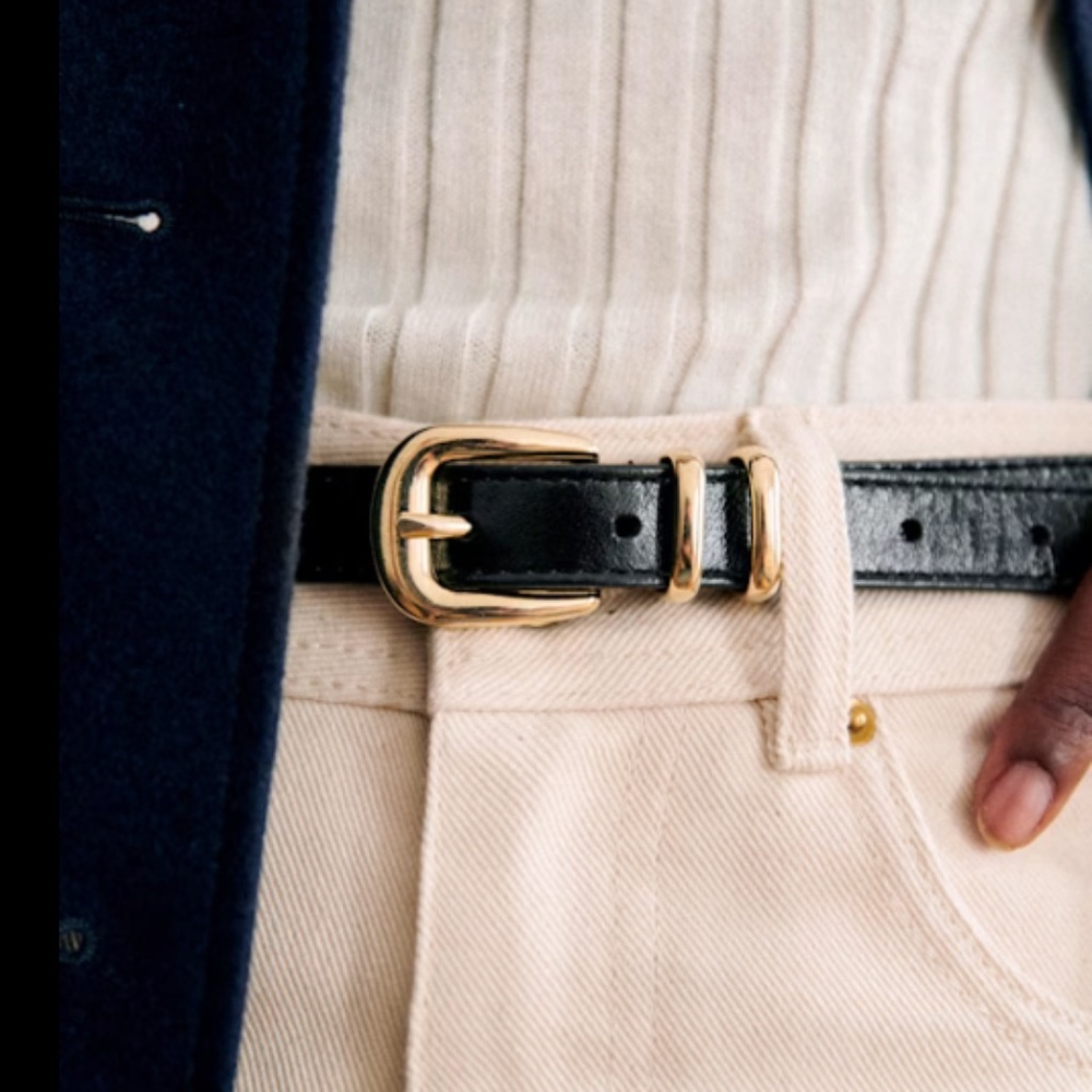 Sezane Livie Belt Black Varnish - Size 75